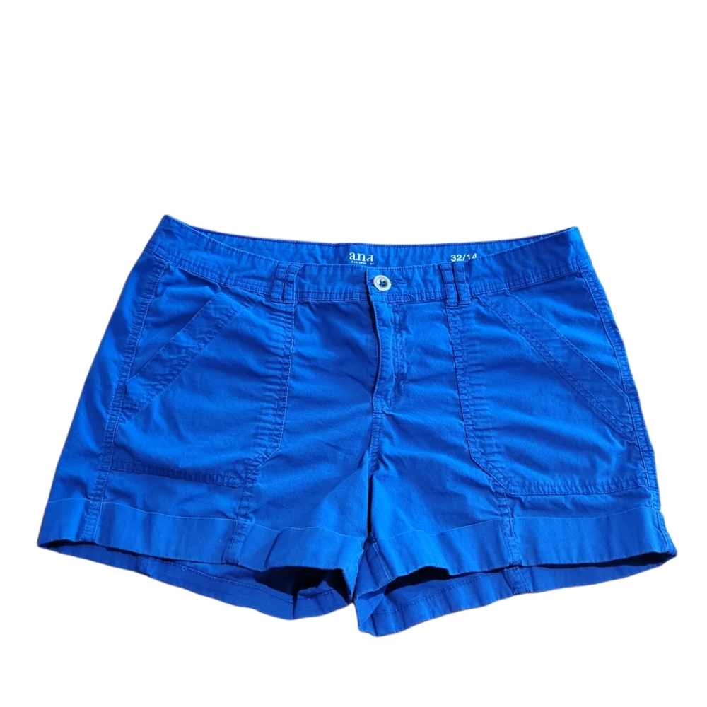 A.N.A. 32/14 Bright Indigo Blue Button, Zipper, Zip Up Pockets Short Shorts